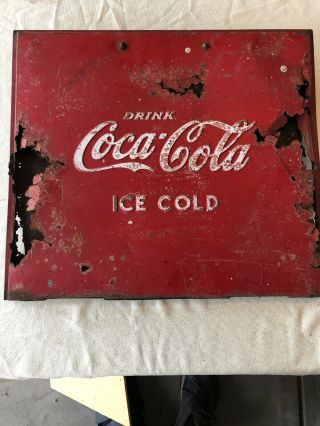 Vintage Coca Cola Cooler Metal Lid With Handle