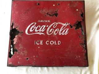 Vintage Coca Cola Cooler Metal Lid With Handle 2