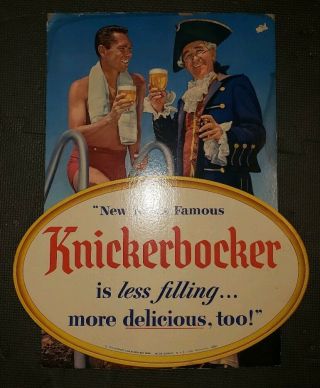Vintage 1955 Cardboard Advertising Standing Sign For Ruppert Knickerbocker Beer