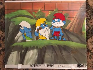 The Smurfs - Hand Painted Animation Art - Production Cel With