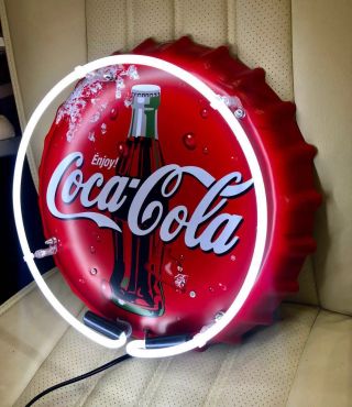 Coca Cola Coke Bottle Cap Sex Metal Tin Neon Light Sign 13“x13 " Soda Drink Pepsi