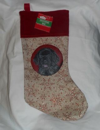 Newfoundland Dog Hand Painted Christmas Stocking