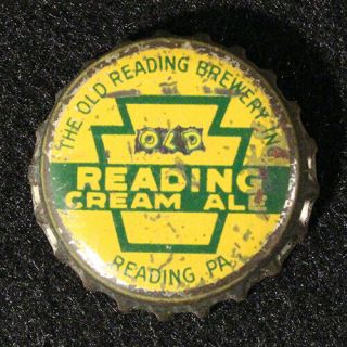 Old Reading Cream Ale Cork Lined Beer Bottle Cap Crown Reading Pennsylvania Penn