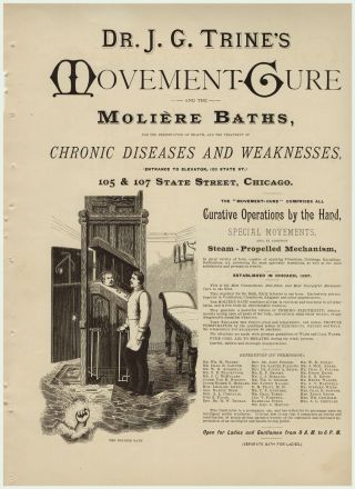 Rare 1879 Lg Advertising - Dr.  Trine Movement Cure - Quack - Moliere Bath