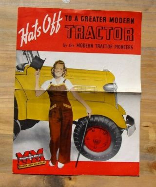 1940 Minneapolis - Moline Comfort Tractor Fold Out Concept Brochure (rare Concept)