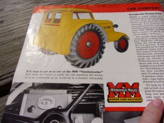 1940 Minneapolis - Moline Comfort Tractor Fold Out Concept Brochure (RARE CONCEPT) 3