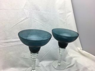 Set of 2 Vintage Dark Blue Margarita Glasses 2