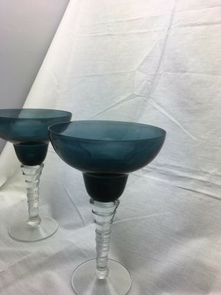 Set of 2 Vintage Dark Blue Margarita Glasses 5