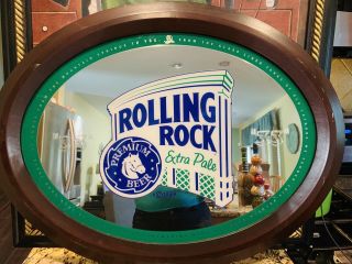 Vintage Rolling Rock Beer Mirror Sign Latrobe Brewery Advertising Rare.