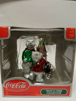 Coca Cola Ornament Polar Bears In Christmas Jacket And Coke Bottle