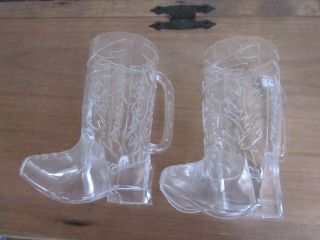 Fun Express - Set Of 2 Cowboy Boot Mugs - Clear Plastic,  6½ " Tall,  Holds 17 Oz.