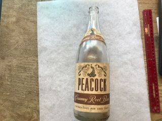Peacock Root Beer Paper Label Quart Bottle
