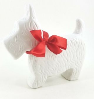 Statue Ceramic 7” Terrier Scottie Dog Figurine Home Cute Decor Modern White