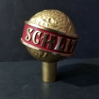 Vintage 80s Schlitz World Gold Tone Globe Beer Tap Handle Mancave
