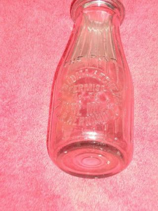 Vintage La Paloma Pint Milk Bottle,  C.  R.  Hernandez,  Permiso No.  70,  El Paso,  Tx