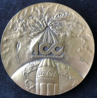 Vintage " Coca - Cola " Centennial 3 " Bronze Medallion 1986