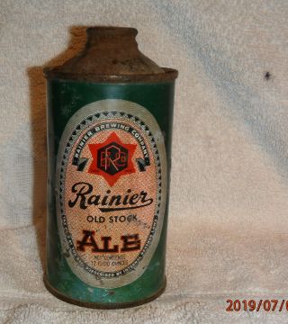 Rainier Old Stock Ale Cone Top Beer Can San Francisco California Cap -