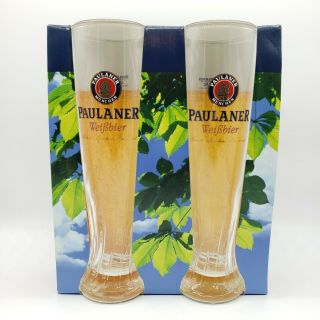 Paulaner Munchen Weissbier German Beer Glass Set (2) 0.  5l Liter Oktoberfest
