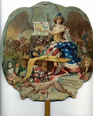Home Sewing Machine Co.  Die - Cut Advertising Fan - Louisiana Purchase