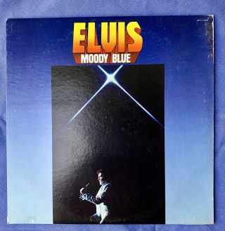 Vintage Elvis Presley Vinyl Record Album Moody Blue With Blue Record