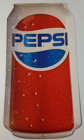 Pepsi Cola Can Red White Blue Logo Canned Soda Pop Heavy Duty Metal Adv Sign