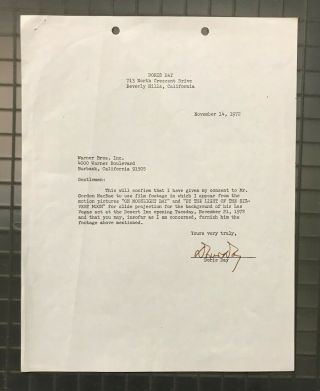 Doris Day Signed 1972 Typed Letter Re: On Moonlight Bay Autographed Auto