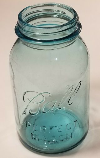 Perfect Mason Jar Aqua Blue Ball Quart 32 Ounce 3 Vintage 1923 - 1933 Logo 6