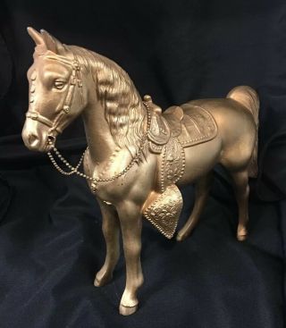 Vintage Gold Tone Pot Metal Carnival Prize Parade Horse Fancy Saddle