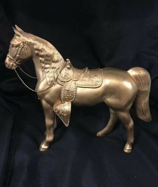 Vintage Gold Tone Pot Metal Carnival Prize parade horse fancy saddle 2