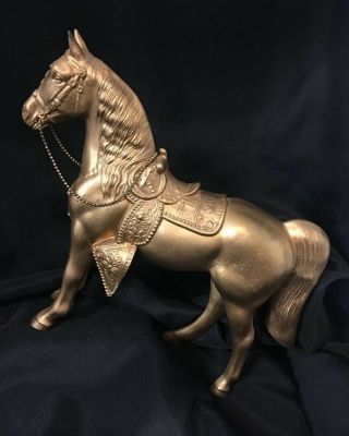 Vintage Gold Tone Pot Metal Carnival Prize parade horse fancy saddle 3