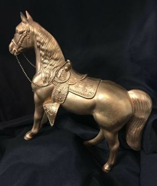 Vintage Gold Tone Pot Metal Carnival Prize parade horse fancy saddle 4