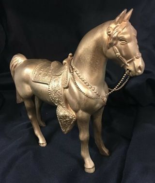 Vintage Gold Tone Pot Metal Carnival Prize parade horse fancy saddle 7