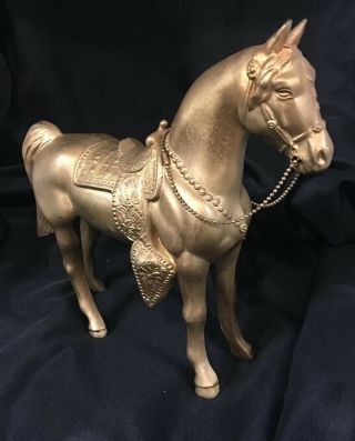 Vintage Gold Tone Pot Metal Carnival Prize parade horse fancy saddle 8