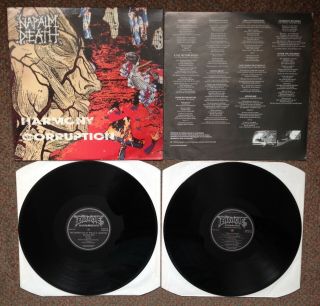Nm 1990 Ltd Ed. ,  Napalm Death " Harmony Corruption " Vinyl Lp,  Bonus Lp,  Metal