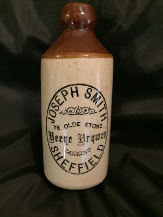 Vintage Stoneware Pearsons Ginger Beer Bottle Joseph Smith Sheffield England 6.  5