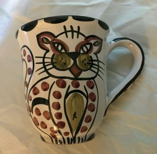 Starbucks Coffee Co.  " Modernistic " Cat Mug Hand Painted In Italy Cond