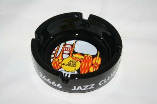 Jazz Club Minden Black Glass Ashtray Königswall Germany Euc