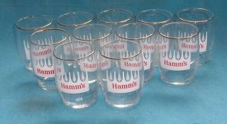 Antique Vintage 11 Hamms Beer Barrel Glasses White Pine Trees