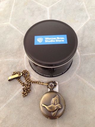 Warner Bros Studio Store Daffy Molded Gold Pocket Watch