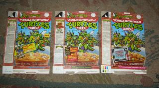 Teenage Mutant Ninja Turtles Cereal Boxes 3 Different Empty