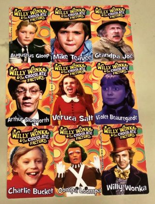 Willy Wonka Coin Pusher Arcade 9 Card Set No Golden Ticket - No Barcode