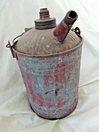Vintage Red And Galvanized 1 Gallon Gasoline Gas Can