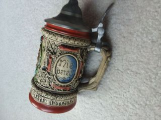 Vintage West German Beer Stein hand painted with natives With Pewter Lid 2