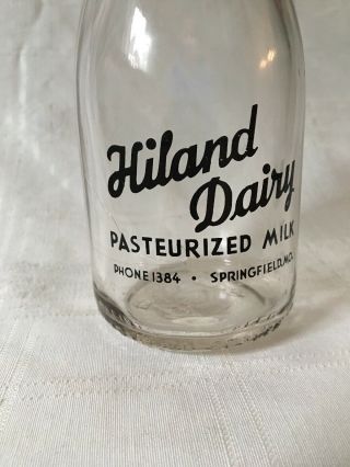 Vintage Third Quart Milk Bottle Hiland Dairy Springfield Missouri 1950s 2