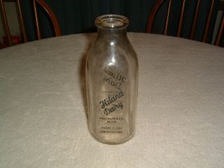 Vintage Hiland Dairy Springfield,  Mo Quart Milk Bottle Double Sided Logo