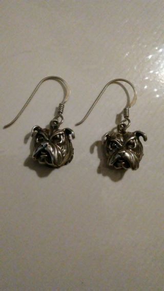 Bulldog Earrings Jewelry 925 Sterling Silver Handmade Dog Earrings