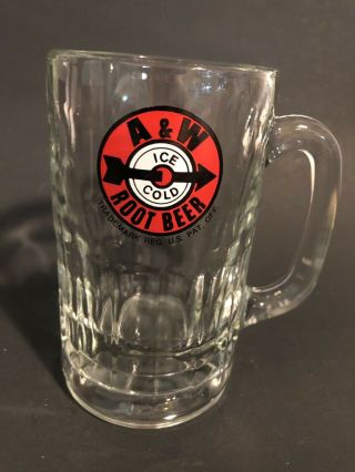 Vintage A W A & W Root Beer Heavy Glass Mug Arrow Bullseye Target Logo 6 "