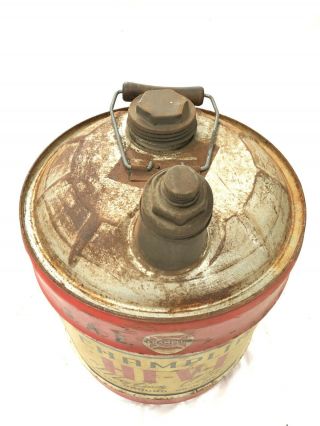 CHAMPLIN HI - V - 1 MOTOR OIL,  OIL CAN WITH TOP WITH PATINA 5
