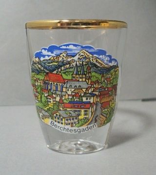 Souvenir Shotglass From Berchtesgaden,  Germany With Gold Rim