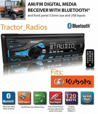 Kubota Radio Mp3 Am Fm Usb Aux Bluetooth Remote Rtv Rtx Harness Plug Rtv - 1100